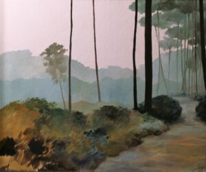 Chemin dans les Landes tableau de Michel Brosseau